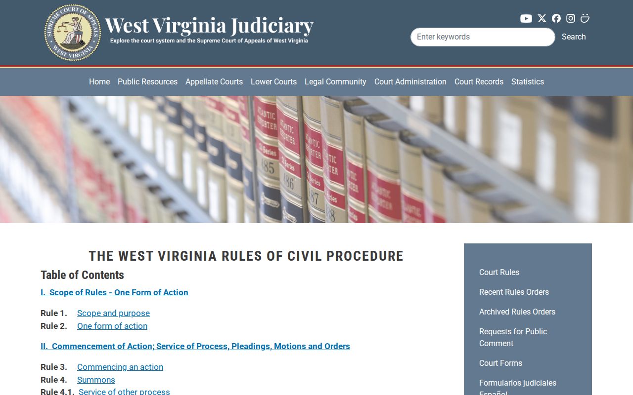 Hardy County civil court docket Rule 79