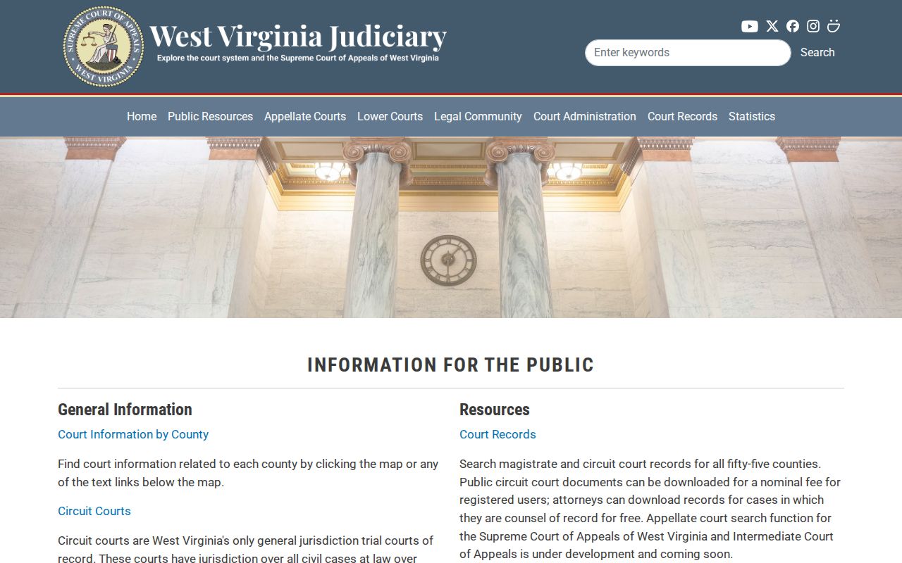 Hardy County court schedule resources on the West Virginia public court information page